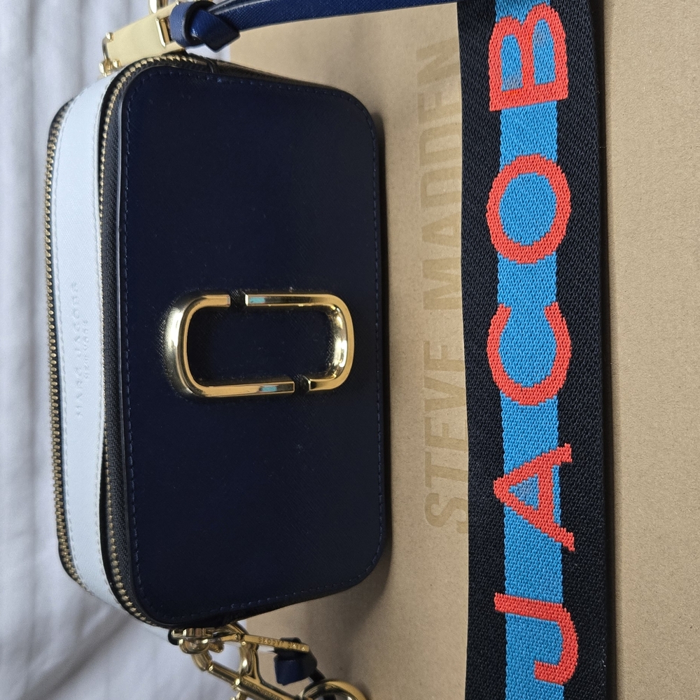 Marc Jacobs Two Tone Blue Leather Snapshot Crossbody Bag